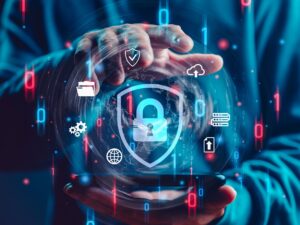 cyber security lock & hand